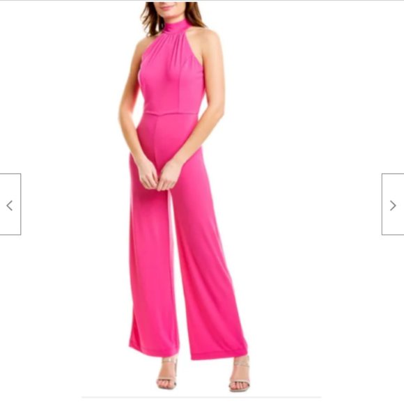 Alexia Admor Pants - Alexia Admor Meghan Halter Hot Pink Crepe Jumpsuit Mock Neck Sz 4 NEW WITH TAGS